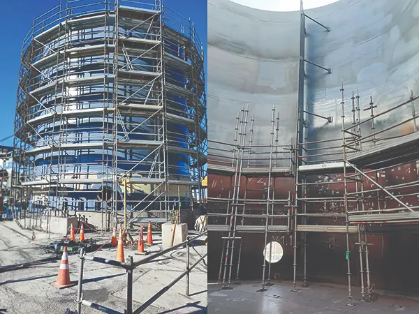 Proyectos Revestimiento interno y externo de estanques metálicos para tratamiento de agua potable mediante aplicación de poliurea proyectada en Chile.